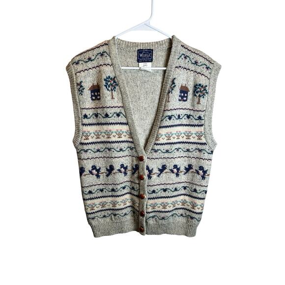 Woolrich Jackets & Blazers - Vintage Woolrich Women Wool Fair Isle Cottage Bird Knit Vest Size Large